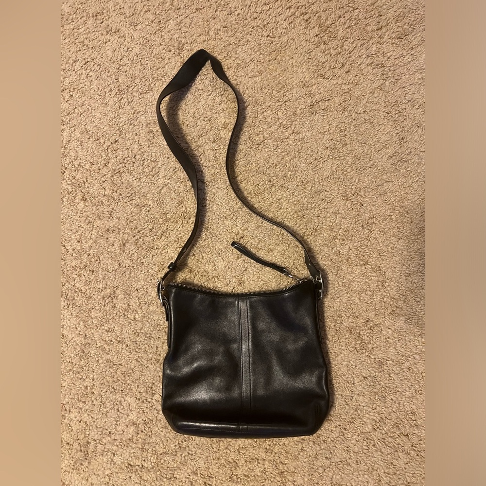 Black leather Coach bag.
